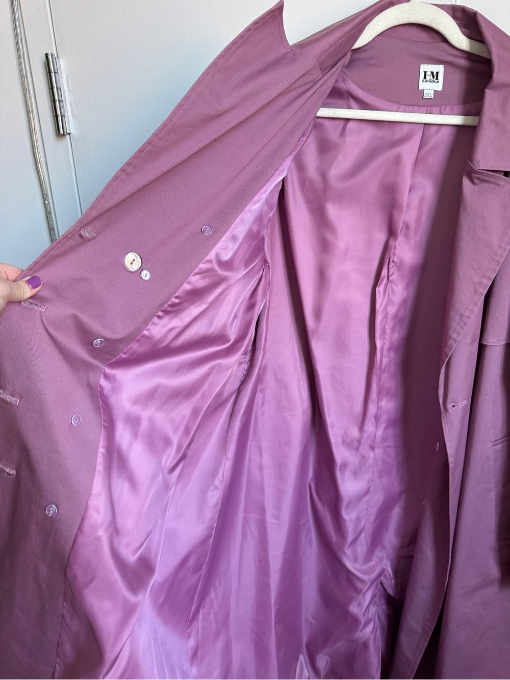 Womens Dusty Rose Double-Breasted Trench Coat - Picture 8 of 9